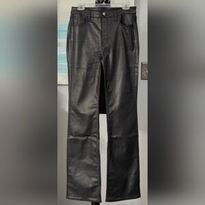 White House Black Market Black Faux Leather Boot-Cut Jeans